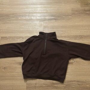 Fabletics Brown Half-Zip Sweater